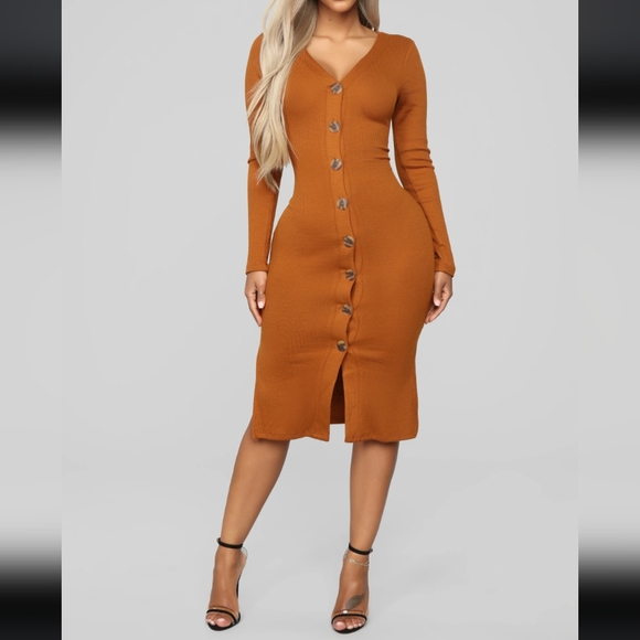 Fashion Nova Dresses & Skirts - Fashion Nova Tan Midi Sweater Dress